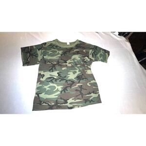 USA Made Camo Pocket T Shirt Adult XL Woodland Camouflage Military Grunge